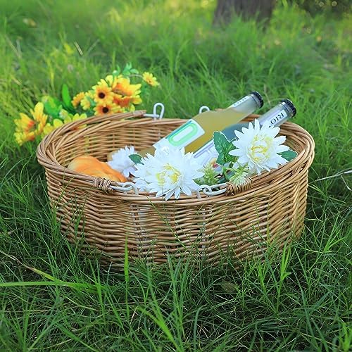 Wicker Picnic Baskets with Handles.Kingwillow. (Natural) - Image 6