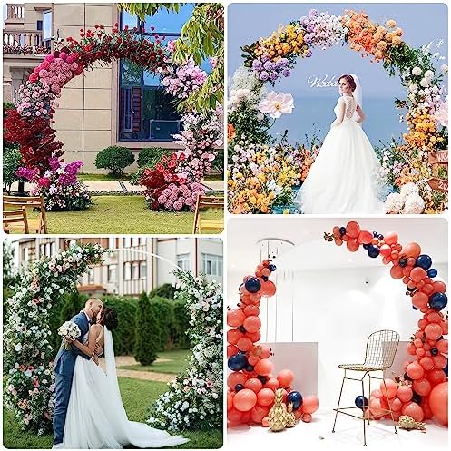 Asee'm Round Backdrop Stand 8.5FT White Wedding Arch Metal Circle Balloon - Image 6