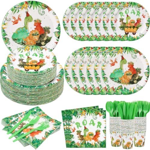 Ziliny 280 Pcs Dinosaur Tableware Decoration Set Birthday Party Favors by Ziliny