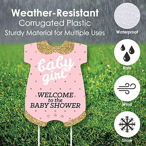 Big Dot of Happiness Hello Little One - Pink and Gold - Party Decorations - It's A Girl Baby Shower Welcome Yard Sign - Image 6