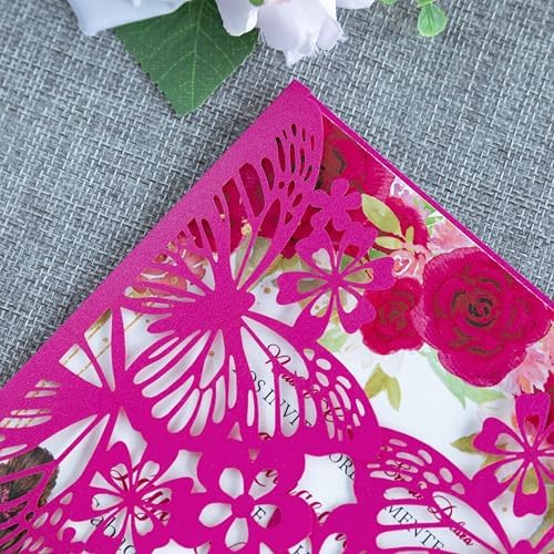 20 PCS Butterfly Quinceanera Invitation, Laser Cut Invitation Cards - Image 6