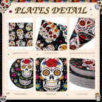Ceenna 452 Pcs Day of the Dead Party Supplies Serve 50, Plates Napkins Cups - Image 2