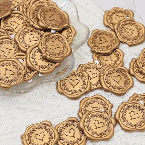 SWANGSA 100 Sets Wedding Invitations Wraps, Vellum Jackets for 5x7 Invitations & Self Adhesive Antique Gold Heart Wax Seal Stickers for Wedding Bridal Baby Shower Birthday Envelopes (White Wildflower) - Image 4
