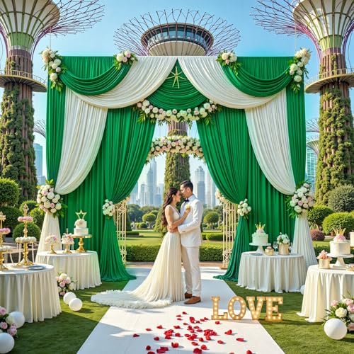 20 ft x 10ft Wrinkle Free Green Backdrop Curtain for Parties, 4 Panels 5x10ft Silky Polyester Green Backdrop Drapes Photo Back Drop Cloth for Wedding Birthday Baby Shower Photography Background - Image 2