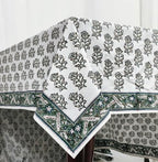 Ridhi Evergreen Grace Hand Block Print Cotton Tablecloth 108x60 Inch - Image 4