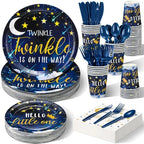 Dandat 350 Pcs Baby Shower Set, Twinkle Twinkle Little Star, Navy Blue by Dandat