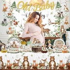 208Pcs Yingoto Woodland Baby Shower Decorations Tableware Set, Serves 25 - Image 7