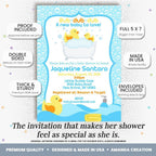 30 Custom Baby Shower Invitations with Envelopes – Personalized Little Rubber Duckie 5x7 Invite Set | Fully Customizable, Proof Included, Customizable Kit of Matching Thank You Cards, Stickers & Diaper Raffle Tickets | Made in USA - Image 2