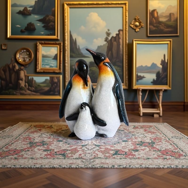Cute Penguin Family Figurines Penguin Desk Decor Home Decor Living Room - Image 2