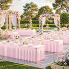 4 Pack Pink Spandex Tablecloths for Rectangle Tables 8 Foot Pink Stretch Table Cloth Rectangle 8ft Elastic Fitted Table Cover with Skirt for Wedding Baby Shower Girl Birthday Party Banquet Buffet - Image 5