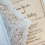 50Pcs 5.12" x 7.28" Personalized Rustic Laser Cut Lace Wedding Invitations Kit Blank Kraft Wedding Invitation Cards with Hemp Rope Envelopes - Image 7