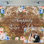 8 x 6 ft Happily Ever After Backdrop Castle Princess Boho Wood Floral Wedding Party Background White Blue Golden Rose Bridal Shower Retirement Party Decorations Banner Photo Props by Unknown