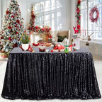 Seamless Sequin Tablecloth 90x132 Inch Black Rectangular Halloween Decor - Image 4