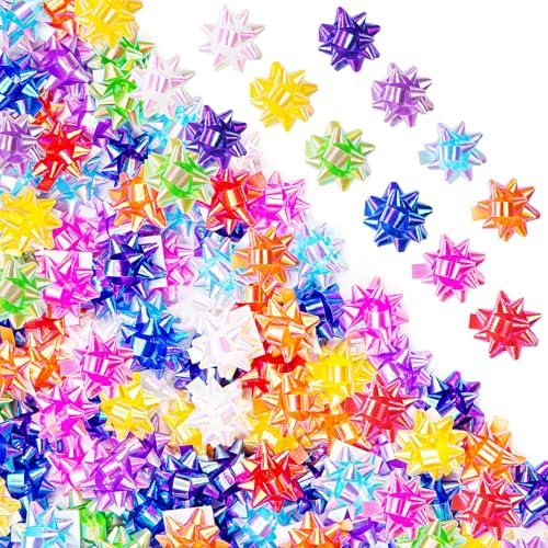 110 Pcs Iridescent Bright Bows for Gift Wrapping, 1 in Mini Gift Wrap Bows for Christmas Decorations, Hanukkah, Birthdays, Weddings, Bridal Showers, Baby Showers Occasion (Rainbow Color) by PendantofLuck