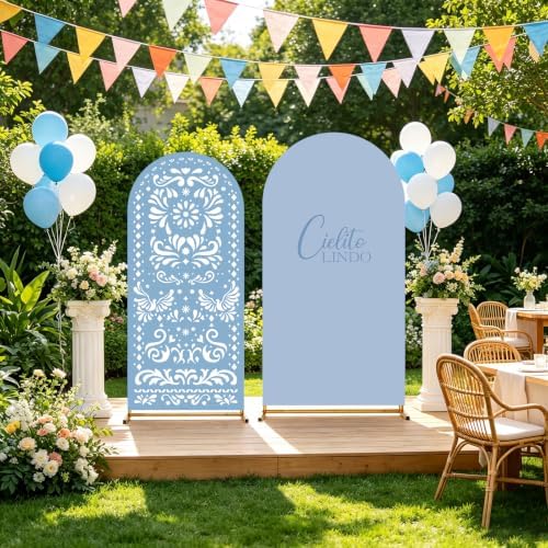 Blue Cielito Lindo Arch Backdrop Cover, HYMENEX 6ft and 7.2ft Mexican Arch Backdrop Cover for Cielito Lindo Party Decorations Mexican Talavera Wedding Bridal Baby Shower Party Supplies - Image 7