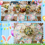 Honeydak 210 Pcs Easter Plates and Napkins Serve 30 Pastel Colorful Bunny 7" and 9" Rabbit Plates Napkins and Forks Tableware for Spring Holiday Easter Party Table Decor Supplies - Image 6