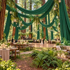 4 Panels 5ft(W) x 20ft(L) Forest Green Ceiling Drapes for Wedding Parties - Image 7