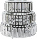 3 Silver Round Stackable Metal Cake Stands with Crystal Pendant and Mirror Top Wedding Birthday Party Display Dessert Riser Pedestal Centerpieces by BalsaCircle