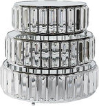 3 Silver Round Stackable Metal Cake Stands with Crystal Pendant and Mirror Top Wedding Birthday Party Display Dessert Riser Pedestal Centerpieces by BalsaCircle