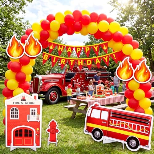 Honoson 5 Pcs Large 3FT Firefighter Birthday Decorations Cardboard Cutouts - Image 4