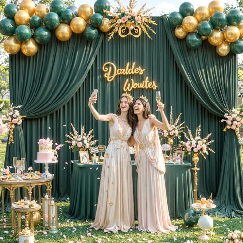 10ft x 15ft Emerald Green Wrinkle Free Backdrop Curtains for Wedding Party Backdrops Curtain Drapes Fabric Decorations Photo Back Drop Cloth for Baby Shower Photography Stage Reception - Image 2