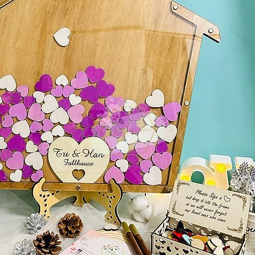 Rustic Wooden Wedding Guest Book Alternative, House Shape Drop Box Frame - Image 3