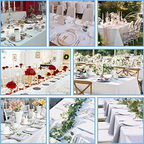 Kesfey 6 Packs White Table Cloths Rectangle 70 x120 inch Washable Polyester Fabric White Tablecloths for 6-8 Ft Tables Stain and Wrinkle Resistant Reusable Table Covers for Parties Wedding Banquet - Image 7
