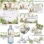 Amanda Creation Woodland Baby Shower Invitations & Party Bundle, 20 Pack 5x7 Woodland Animal Invites with White Envelopes, Diaper Raffle, Book Cards, Stickers & Wrappers - Image 2