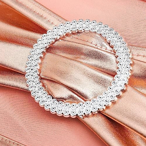 50 PCS Spandex Rose Gold Chair Sashes for Wedding Stretch Chair Bands with Buckles Universal Elastic Chairs Ties Bows for Party Folding Chairs Celebration Ceremony Christmas Events Decorations - Image 5