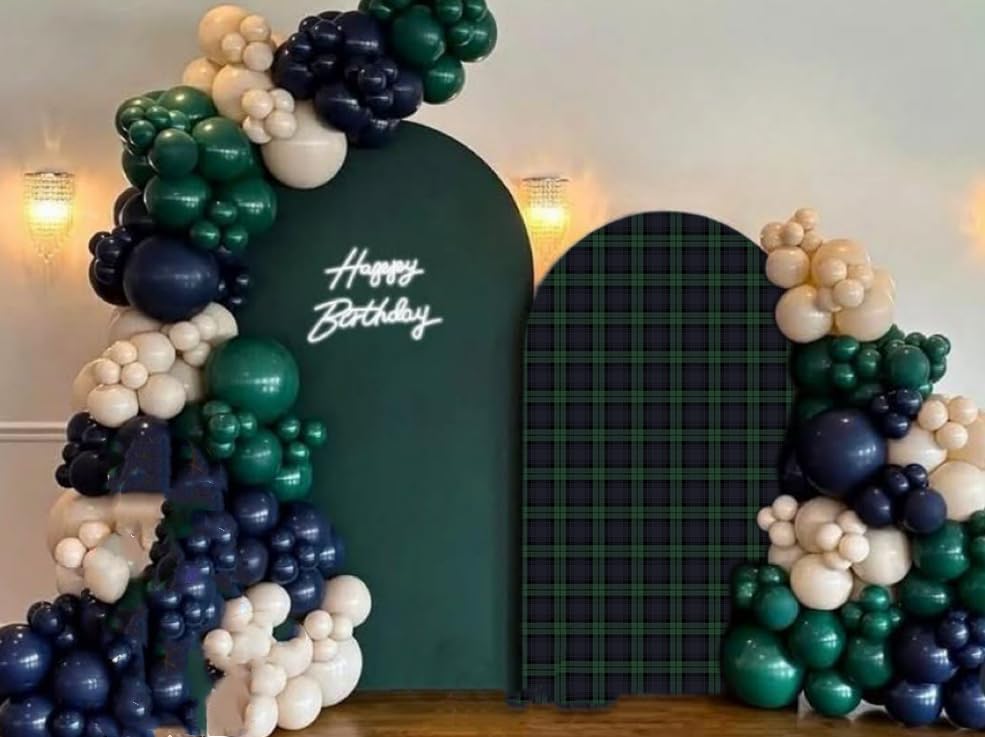 Arch Backdrop Cover Tartan Plaid Baby Shower Arch Stand Stretchy Cover for Bear Theme Boys Birthday Party Fiesta Decorations (6.6x3.3ft Cover,Green27) - Image 3
