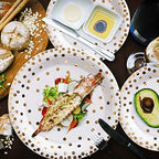 hapray Gold Plates, 201 Pcs Disposable Dinnerware Set for 50 Guests - Image 6