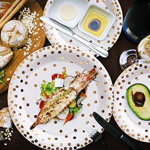 hapray Gold Plates, 201 Pcs Disposable Dinnerware Set for 50 Guests - Image 6