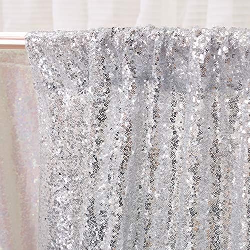 Poise3EHome Silver Sequin Backdrop Curtains,4 Panels 2FTx8FT Glitter Background for Party Birthday Party Baby Shower Wedding Christmas Thanksgiving Halloween Holiday Festival Decor - Image 4