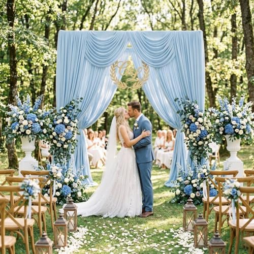 30ft x 10ft Baby Blue Backdrop Curtains for Parties, 6 Panels 5ft x 10ft Wrinkle-Free Light Blue Drapes for Baby Shower Boy Gender Reveal Birthday Wedding Pool Party Summer Beach Party - Image 6