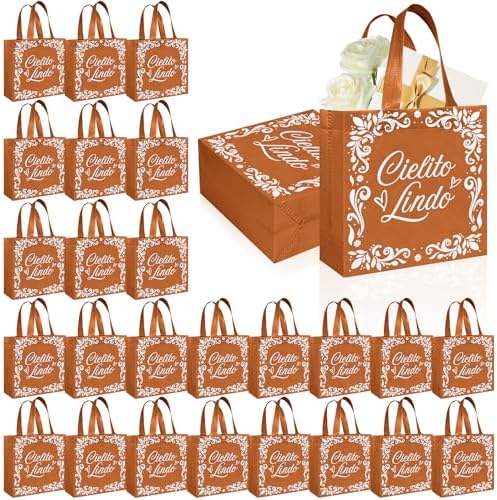 50 Pcs Cielito Lindo Party Favor Bags Reusable Brown Mexican Gift Bags Non Woven Platos De Barro Mexicanos Candy Bag Cinco De Mayo Goodie Bags with Handles for Fiesta Mexican Baby Shower Party Favors by Stuffygreenus