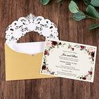 DORIS HOME 50pcs Gold BLANK Laser Cut Flora Lace invitation Cards with Envelopes for Wedding Invitations, Bridal Shower, Engagement, Birthday, Bachelorette Party, Baby Shower - Image 2