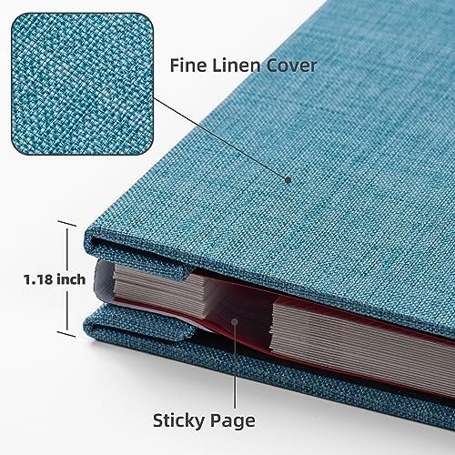 HoneyTolly Large Photo Album Self Adhesive, DIY Scrapbook Album for 3x5 4x6 8x10 Pictures, 60 Pages Linen Cover Memory Book, Ideal Gift for Family Wedding Baby Christmas Anniversary(Sky Blue) - Image 3