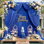 10ft×12ft Wrinkle Free Royal Blue Backdrop Curtain for Wedding Parties, 2 Panels 5×12ft Long Silky Polyester Fabric Backdrop Drapes Photo Back Drop Cloth for Boss Baby Photography Background Cloth - Image 5