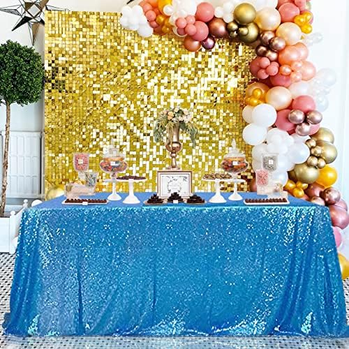 QueenDream Aqua Blue Tablecloth 90 x 156 Inch Sequin Tablecloth for Party Decorations Glitter Tablecloth for Bridal Baby Shower Wedding - Image 5