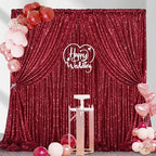 Burgundy Sequin Backdrop 2 Pcs 5FTx10FT Glitter Backdrop Curtains Birthday Party Decoration Photography Backgrounds Fabric Backdrop - Image 5