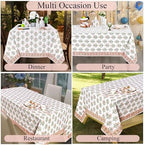 Ridhi Mughal Buta Peach Hand Block Print Cotton Tablecloth 90 x 60 Inch - Image 5