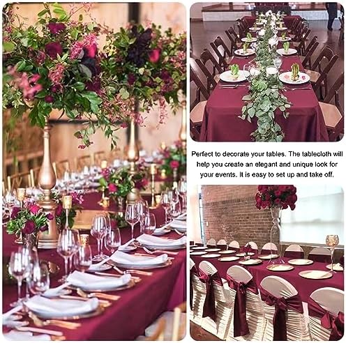 4 Pack Rectangle Tablecloth 60x126 Inch Burgundy Washable Polyester Table Cover for Wedding Dining Table Buffet Parties Banquet Decoration（Burgundy） - Image 5