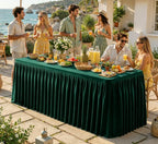 Green Polyester Table Cloths for Rectangle 8 Foot Tables, 6 Pack Wrinkle Free Tablecloths Stretchy Banquet Ruffle Fitted Table Cover Desk Skirt for Parties Wedding Birthday Baby Shower - Image 7