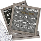 Double Sided Felt Letter Board with Letters - Pre Cut & Sorted 725 letters with Stand, Cursive Style Letters, Big Letters, Plastic Organizer, Tabletop Display, Rustic Farmhouse Wall Decor by Obliviscar