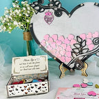Personalized Wedding Guest Book Alternative Frame, Heart Guest Book Drop Box, Bride and Groom Customized Wooden Sign, Heart Guest Book Dropbox, Unique Reception & Quinceañera Guest Book Ideas - Image 4