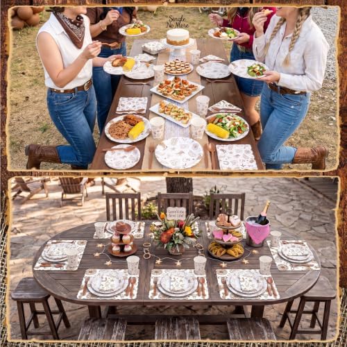 Honeydak 210 Pcs Western Cowboy Party Supplies for 30 Guests Single Western Cowgirl Birthday Plates Napkins Cup and Forks Tableware for First Rodeo Birthday Decorations - Image 6