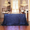 SquarePie Sequin Tablecloth 60x120 Inch Navy Blue for Wedding Party by SquarePie