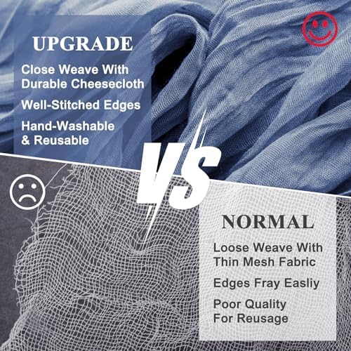 Wokceer Cheesecloth Table Runner Blue 10FT Boho Gauze Runner, 12 Pack - Image 4