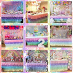 Unicorn Tablecloth Rainbow Table Skirt for Baby Shower Birthday Unicorn Party Home Decor Table Skirting 14ft - Image 3