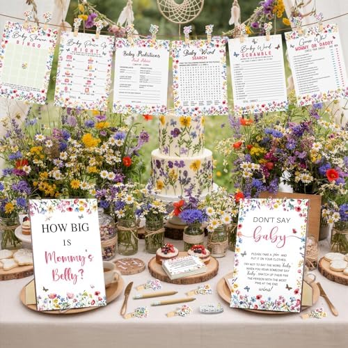 Funnymoom 426 Pcs Baby Shower Games Wildflower Girl, 8 Game Activities - Image 3